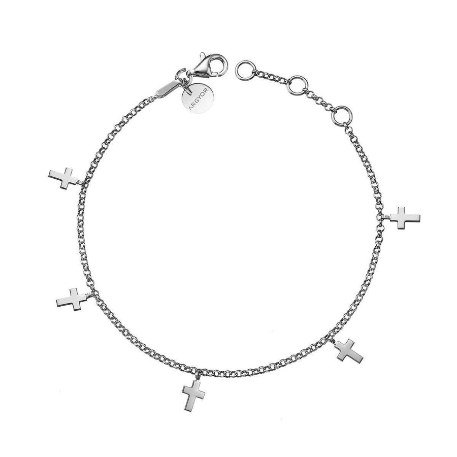 Joyer A ARGYOR | Pulsera De Oro Blanco Con Cruces (4B8307304)