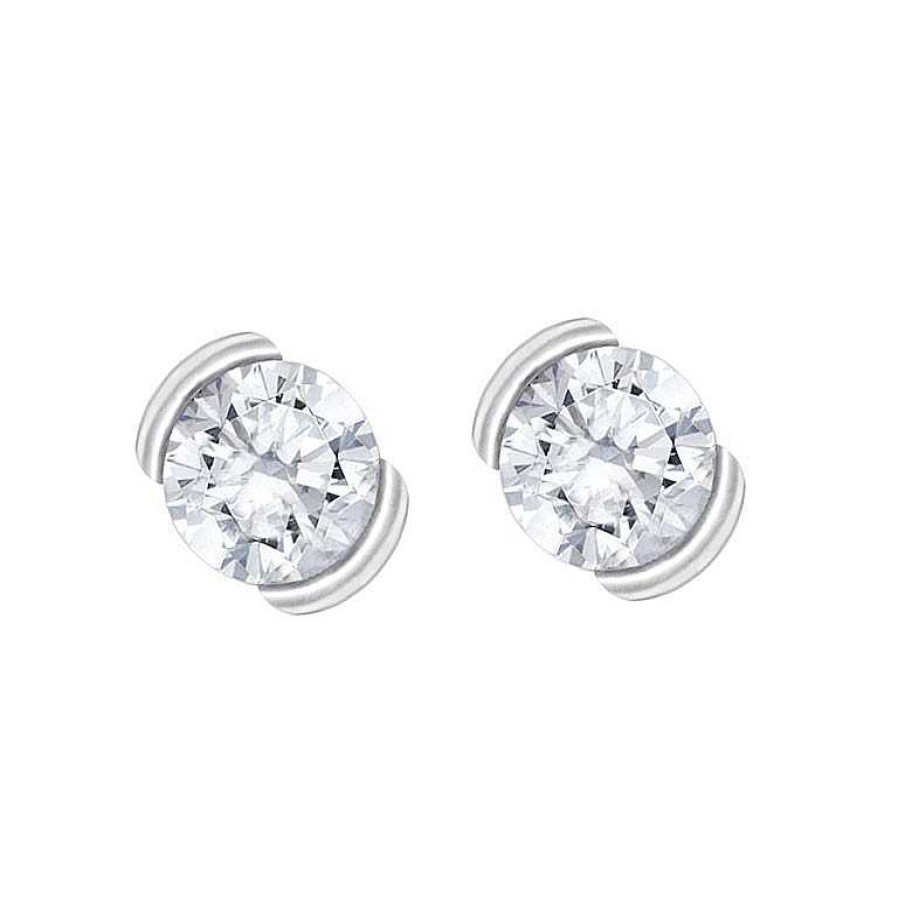 Joyer A ARGYOR | Pendientes De Novia Oro Blanco Y Dos Diamantes (75B0010)