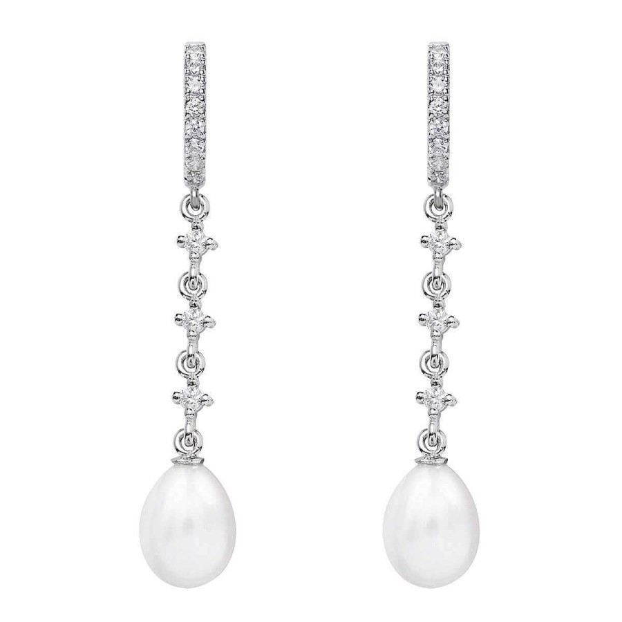 Joyer A ARGYOR | Pendientes Largos De Novia Con Perlas En Oro Blanco (79B0403Te1)