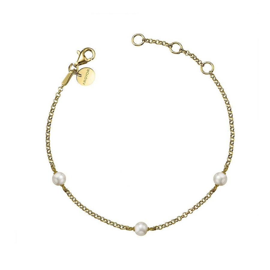 Joyer A ARGYOR | Pulsera De Plata Dorada Con Perlas (4A8307303A)