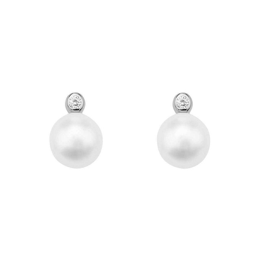 Joyer A ARGYOR | Pendientes De Oro Con Perla Blanca Y Diamante (75B0004)