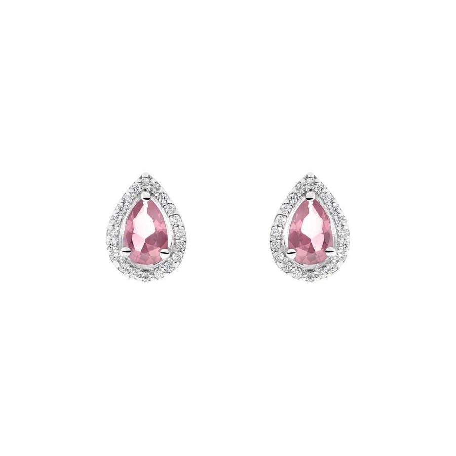 Joyer A ARGYOR | Pendientes Oro Blanco Zafiro Rosa Y Pav De Diamantes (0516002Z)