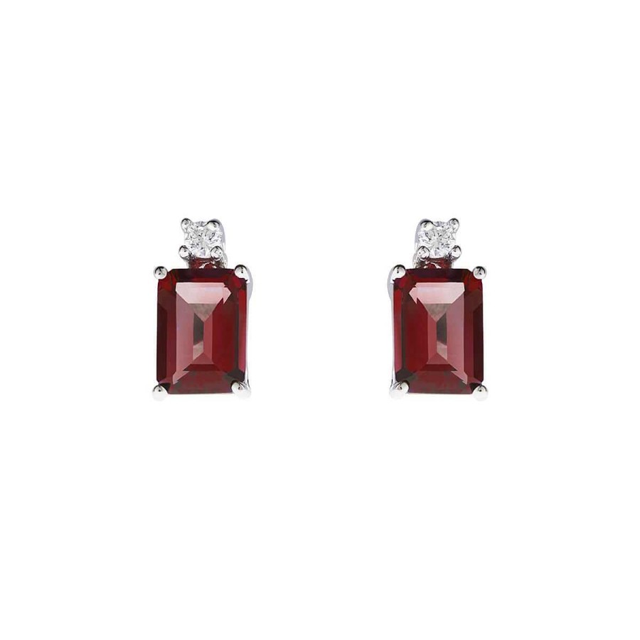 Joyer A ARGYOR | Pendientes Oro Blanco Con Rub Rectangular Y Diamante (0516005R)