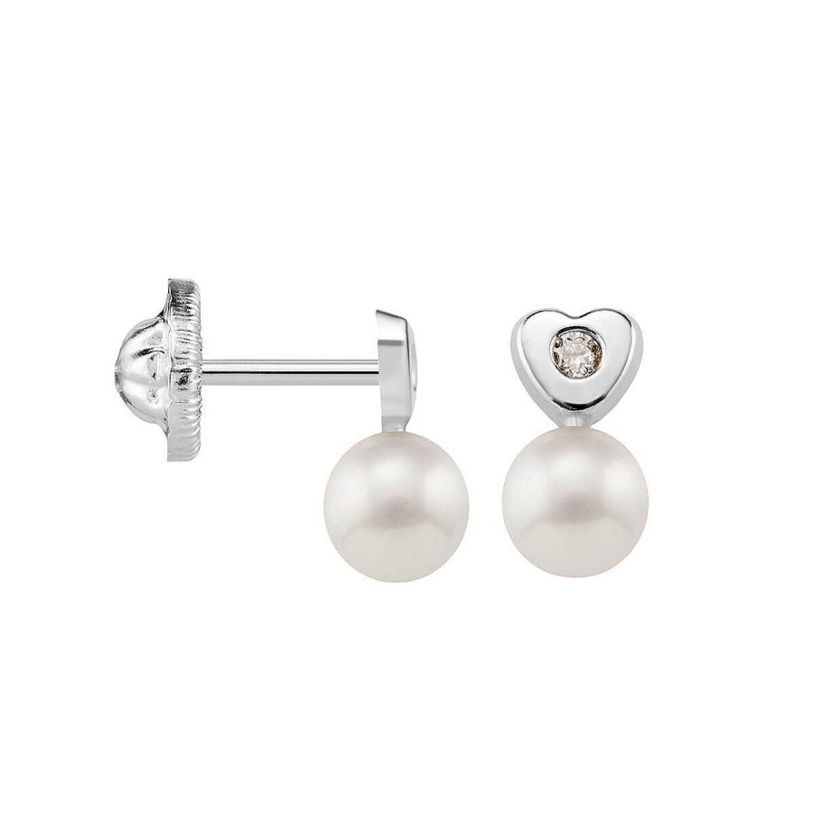 Joyer A ARGYOR | Pendientes Para Beb Blancos Perlas Y Diamantes (0316441B)