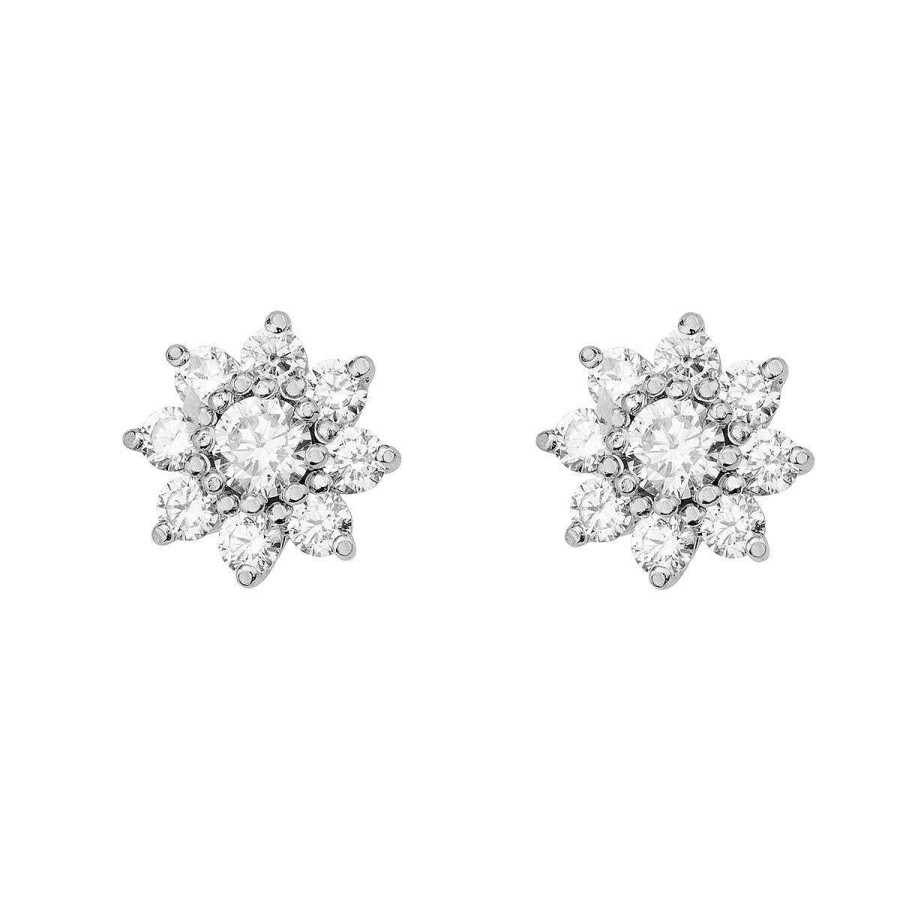 Joyer A ARGYOR | Pendientes De Oro Blanco Con Diamantes En Flor (75B0105)