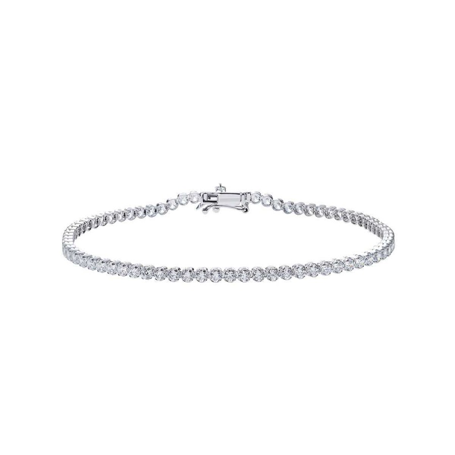 Joyer A ARGYOR | Pulsera Riviere Circonitas En Oro Blanco, 2.3Mm (040103B)