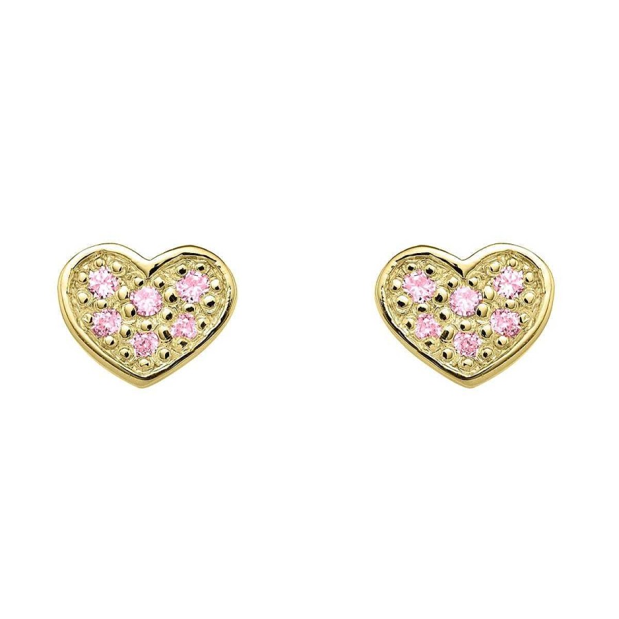 Joyer A ARGYOR | Pendientes Oro Corazon Con Zafiros Rosa (76Ape007Zr)