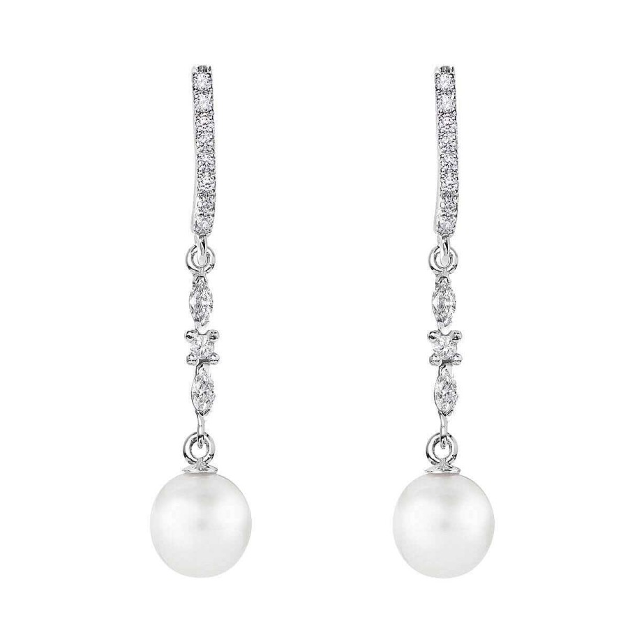 Joyer A ARGYOR | Pendientes Perlas Novia En Plata Con Topacios Marquise (79B0505Td1)