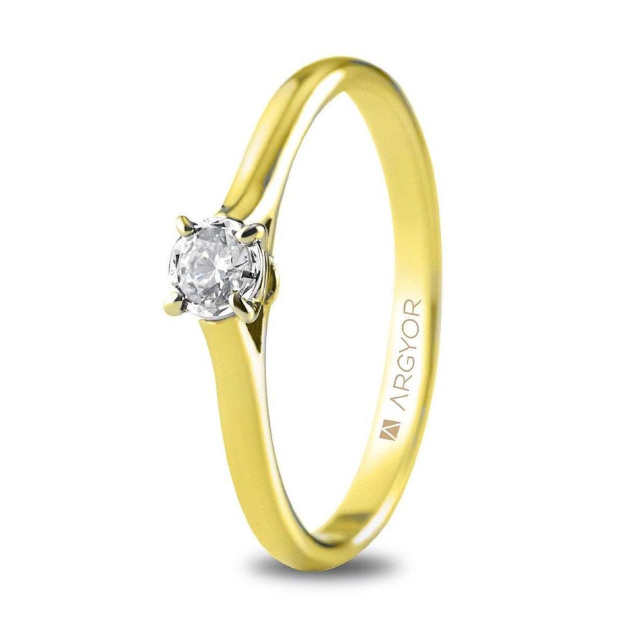 Joyer A ARGYOR | Anillo De Compromiso Oro Amarillo Con 1 Diamante 0.14Ct (74A0504)