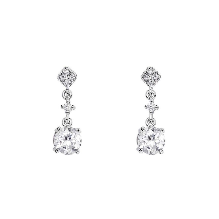 Joyer A ARGYOR | Pendientes De Novia Largos En Plata Con Piedra Blanca (75B0228Tt)