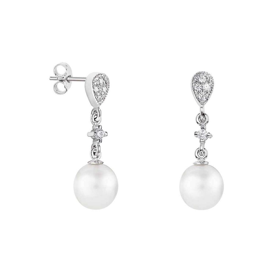 Joyer A ARGYOR | Pendientes De Perlas Para Novias En Plata Y Topacios Blancos (79B0201Td1)