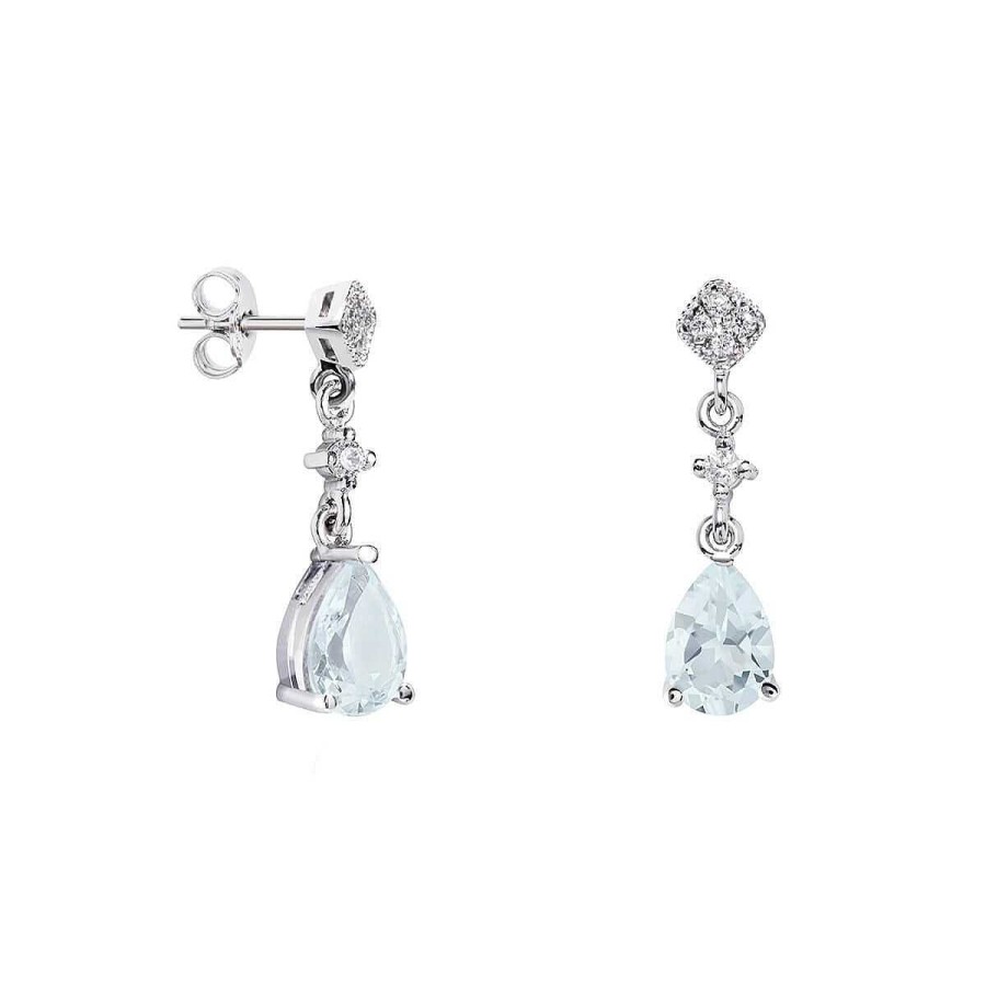 Joyer A ARGYOR | Pendientes De Novia Largos En Plata Con Brillante Azul (75B0227Tta)