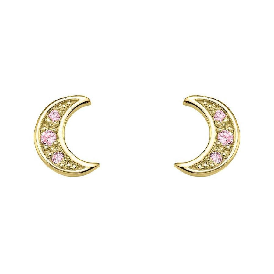 Joyer A ARGYOR | Pendientes Oro Luna Con Zafiros Rosa (76Ape004Zr)