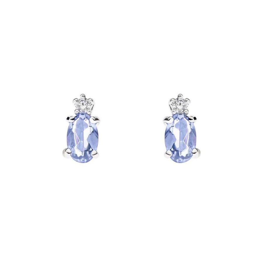 Joyer A ARGYOR | Pendientes Oro Blanco Con Tanzanita Y Diamante (0516003T)