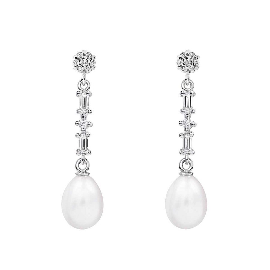 Joyer A ARGYOR | Pendientes De Perlas Para Novia En Plata Con Topacios (79B0606Te1)