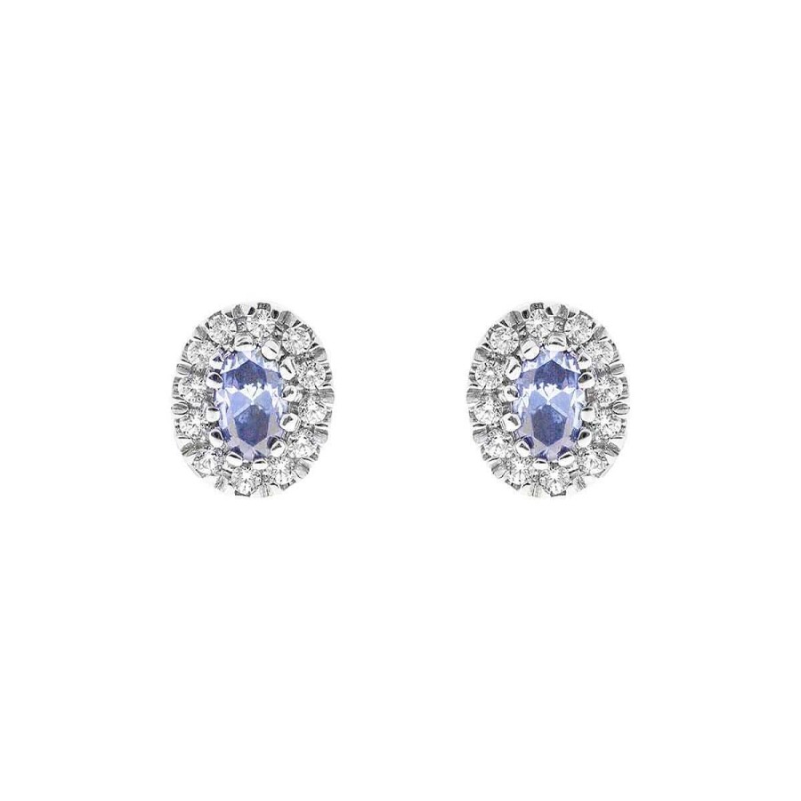 Joyer A ARGYOR | Pendientes Oro Blanco Con Tanzanita Y Halo De Diamantes (0516004T)