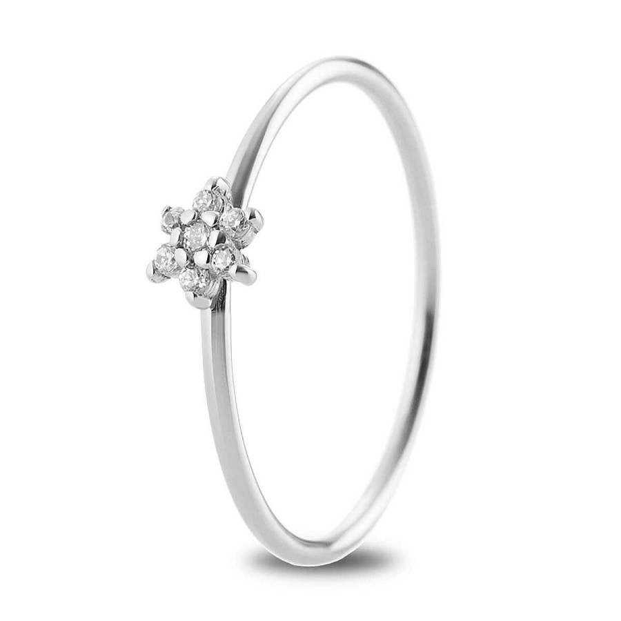 Joyer A ARGYOR | Anillo Flor De Diamantes En Oro Blanco 18K (76Ban001)