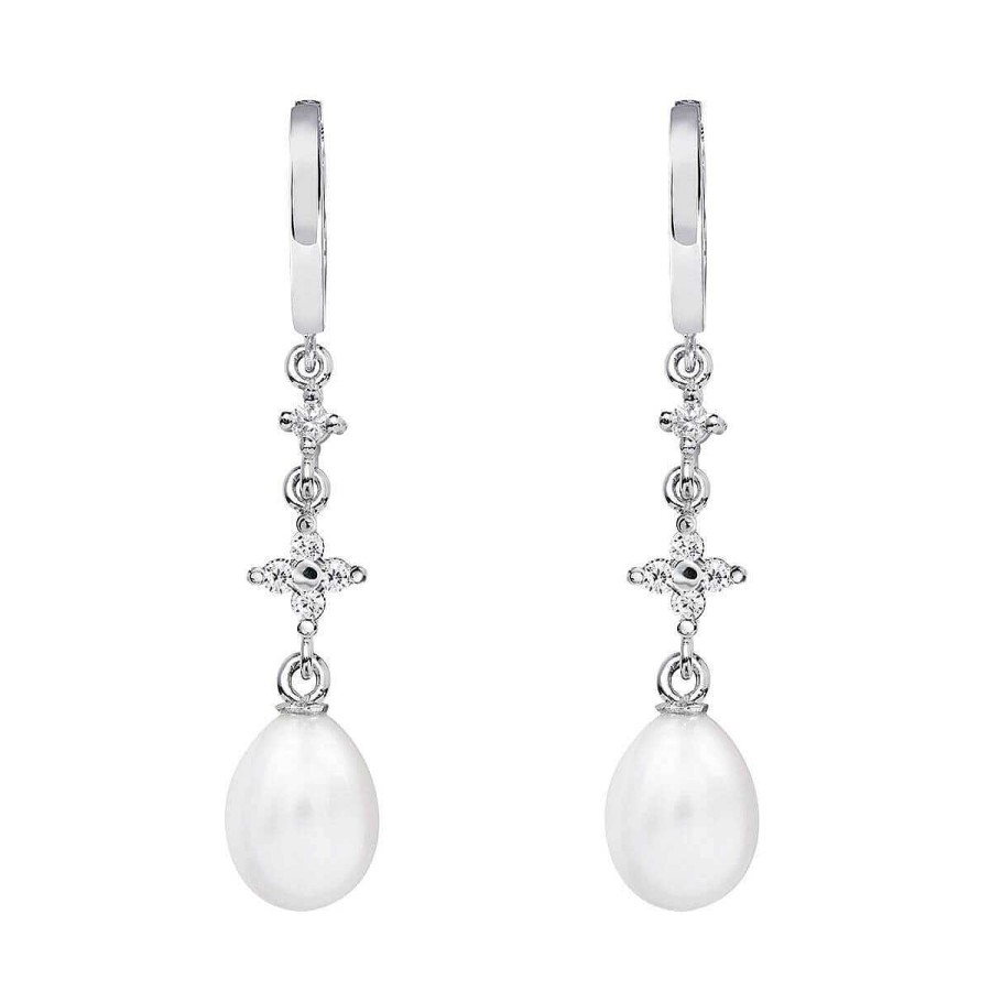 Joyer A ARGYOR | Pendientes Perlas Novia En Plata Con Topacios Cruz (79B0304Te1)