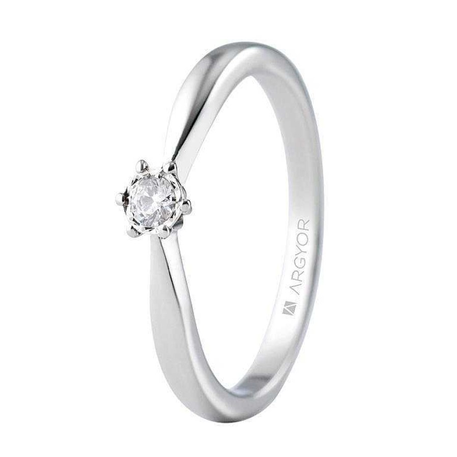 Joyer A ARGYOR | Anillo De Compromiso Oro Blanco Con 1 Diamante 0.08Ct (74B0513)