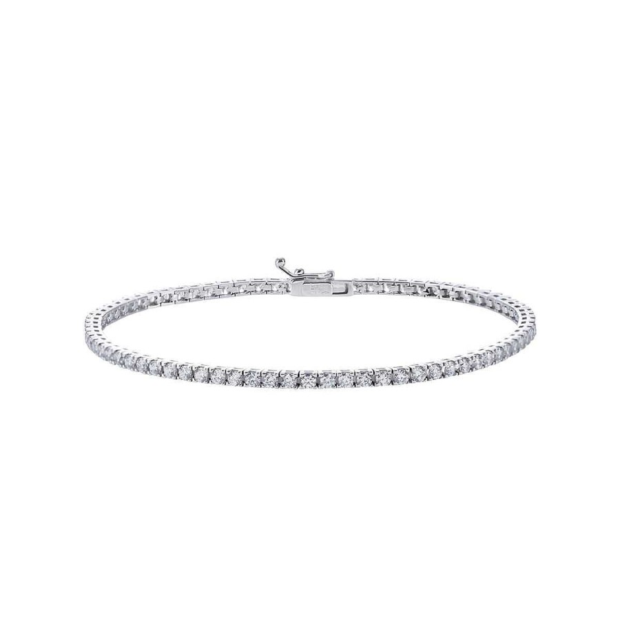 Joyer A ARGYOR | Pulsera Riviere En Oro Blanco 18K Con Circonitas (040109B)