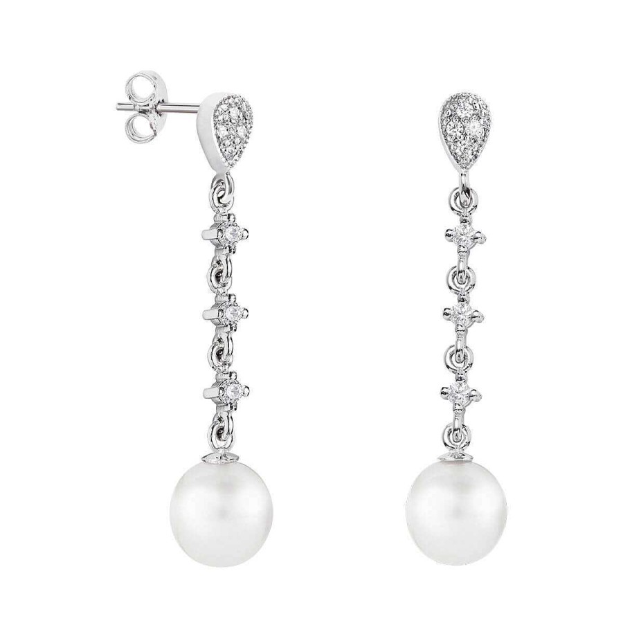 Joyer A ARGYOR | Pendientes Con Perlas Blancas Para Novia En Oro Blanco 18K (79B0203Td1)