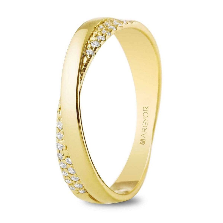 Joyer A ARGYOR | Anillo De Oro Amarillo 18K Y Brillantes Dise O Cruzado (74A0176)