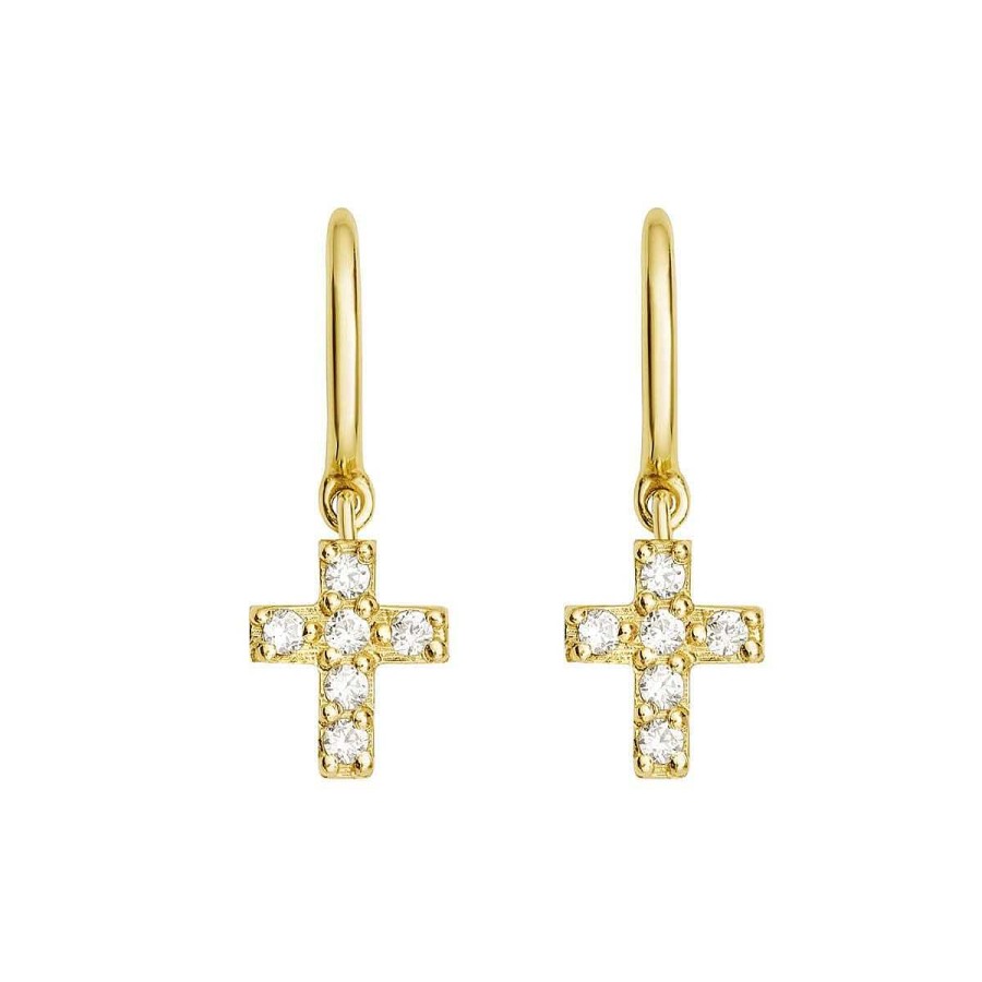 Joyer A ARGYOR | Pendientes Aro Con Cruz De Brillantes (061A104)