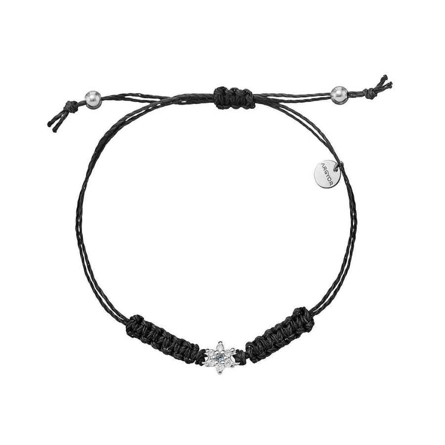 Joyer A ARGYOR | Pulsera Macram Flor Diamante Y Zafiro Azul (76Bma001Za)