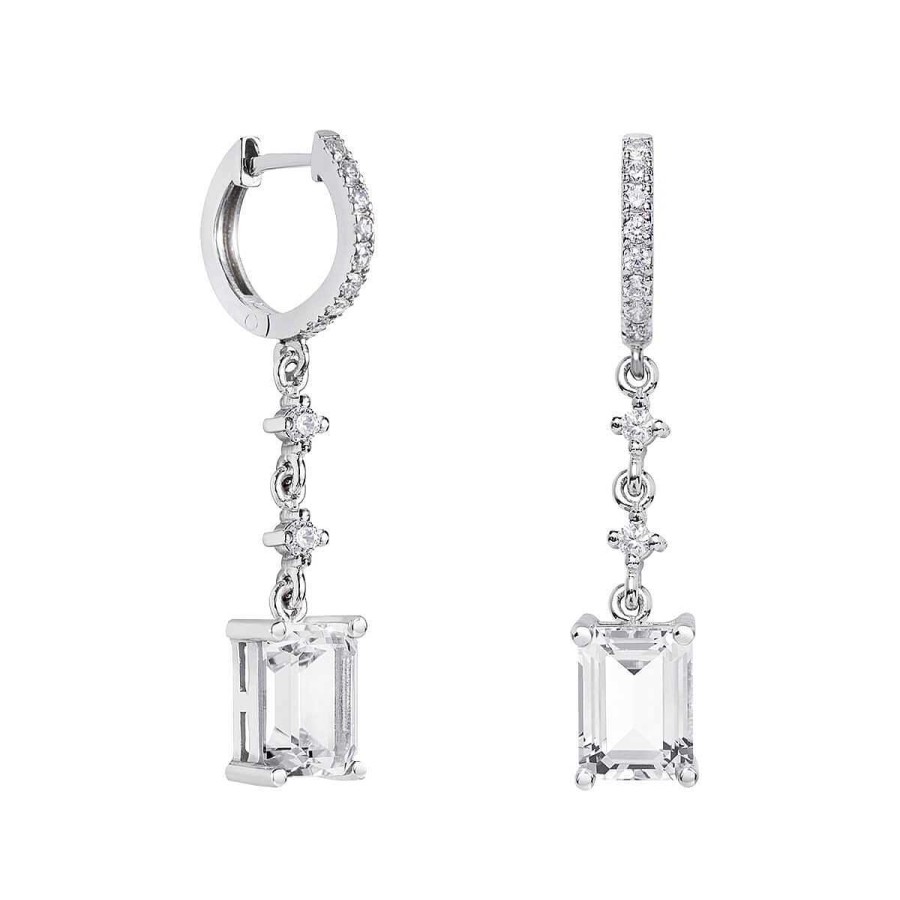 Joyer A ARGYOR | Pendientes Novia De Plata Y Topacio Talla Rect Ngulo 79B0402Tb(1|2|3)