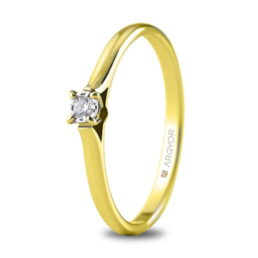 Joyer A ARGYOR | Anillo De Compromiso Oro Amarillo Con 1 Diamante 0.05Ct (74A0502)