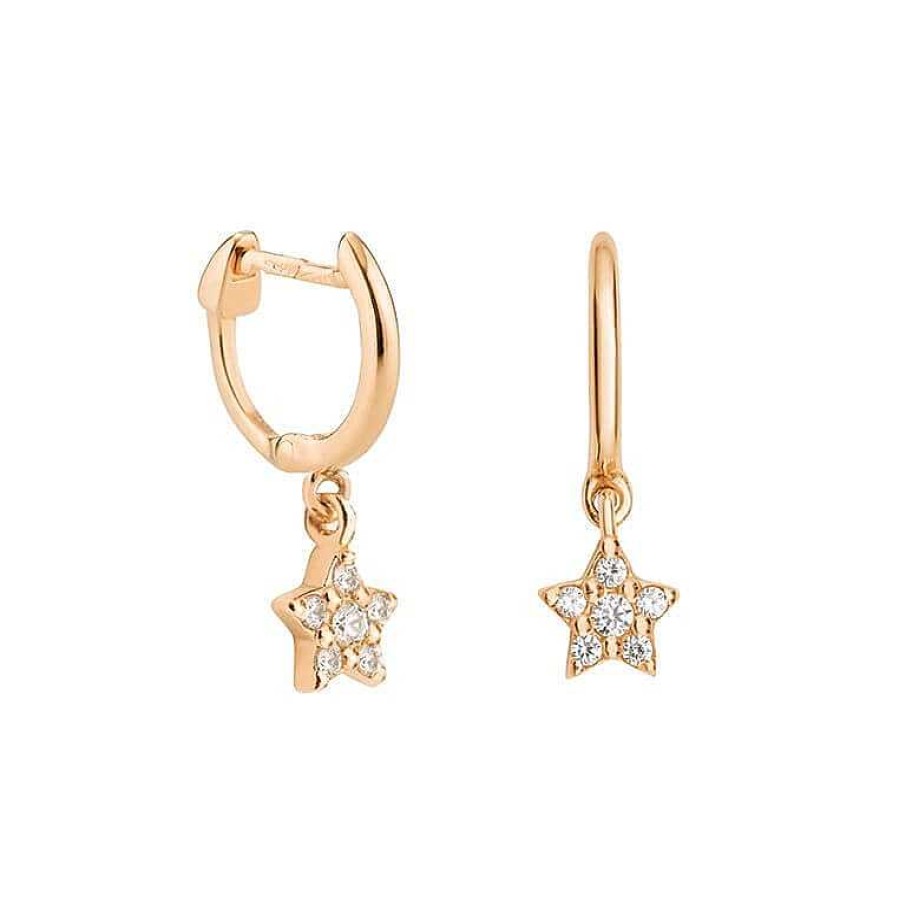 Joyer A ARGYOR | Pendientes Aro En Oro Rosa Con Estrella Y Brillantes (061R101)