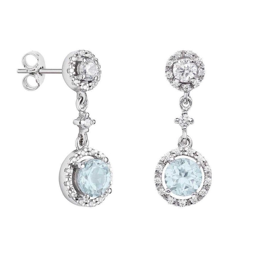 Joyer A ARGYOR | Pendientes De Novia En Plata Con Piedra Azul (75B0207Tta)