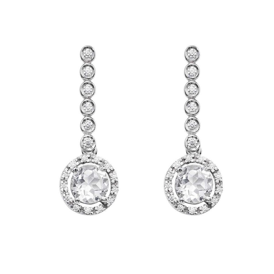 Joyer A ARGYOR | Pendientes De Novia En Plata 925 Con Topacios Y Brillantes (75B0200Tt)