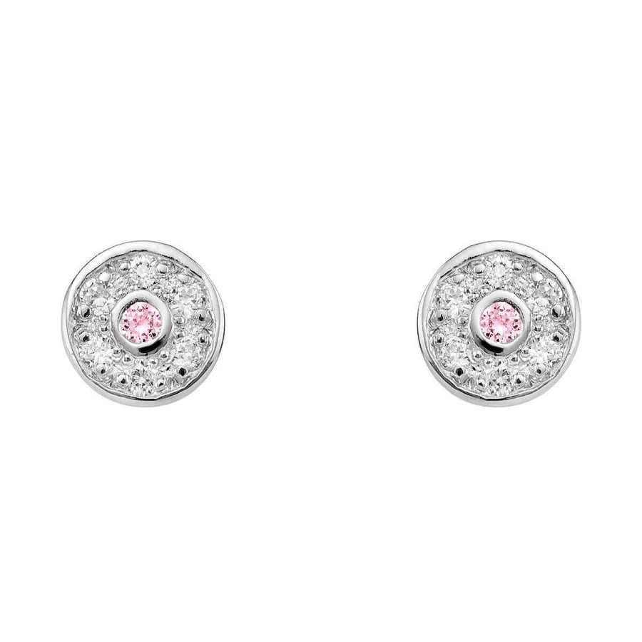 Joyer A ARGYOR | Pendientes Oro Blanco Roseta Y Zafiros Rosas (76Bpe003Zr)