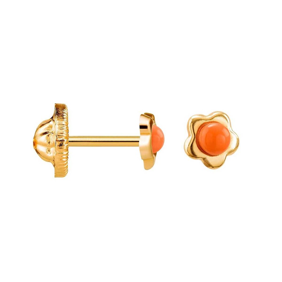 Joyer A ARGYOR | Pendientes De Beb De Oro Flor Con Coral (03260915)