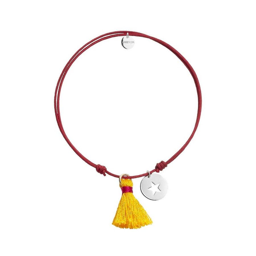 Joyer A ARGYOR | Pulsera Nylon Rojo Colgante Estrella Plata Con Pomp N (4B8307503)