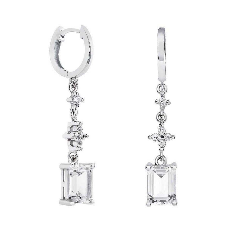 Joyer A ARGYOR | Pendientes De Novia Plata Con Topacios Entrepieza Cruz 79B0304Tb(1|2|3)