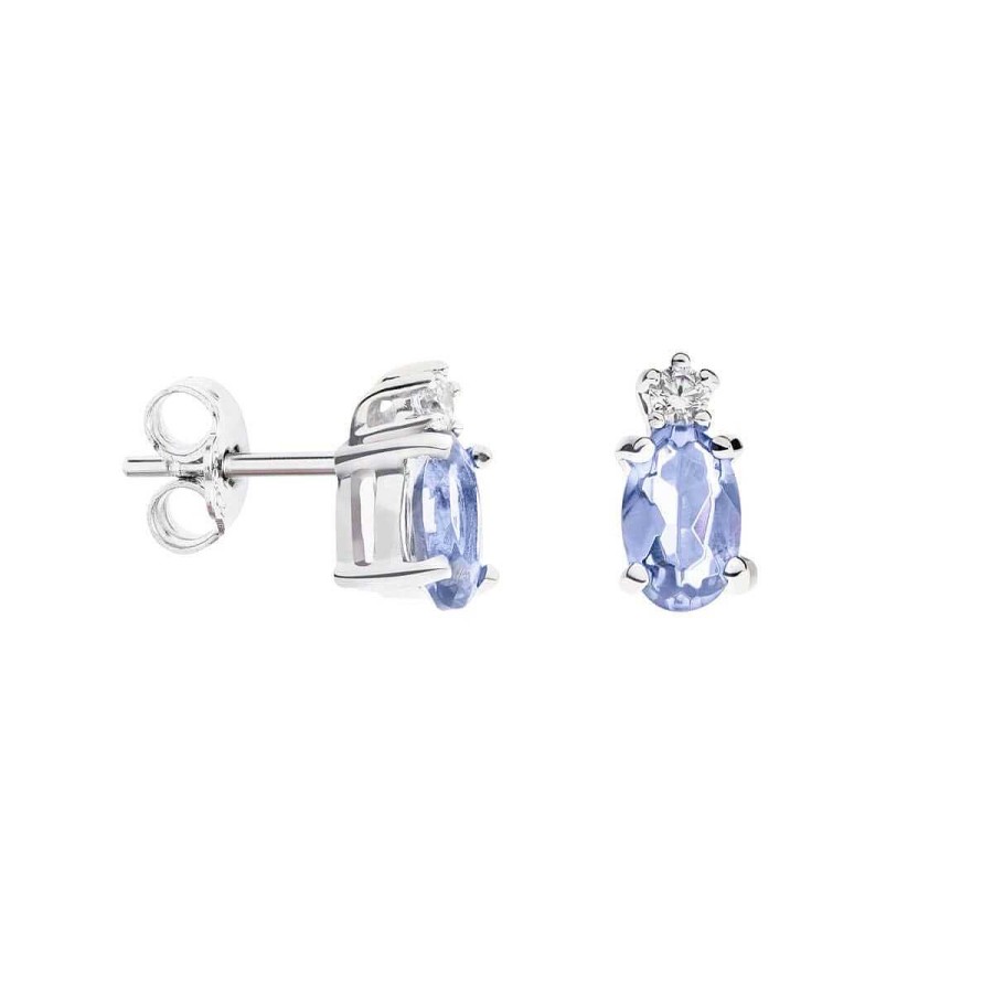 Joyer A ARGYOR | Pendientes Oro Blanco Con Tanzanita Y Diamante (0516003T)