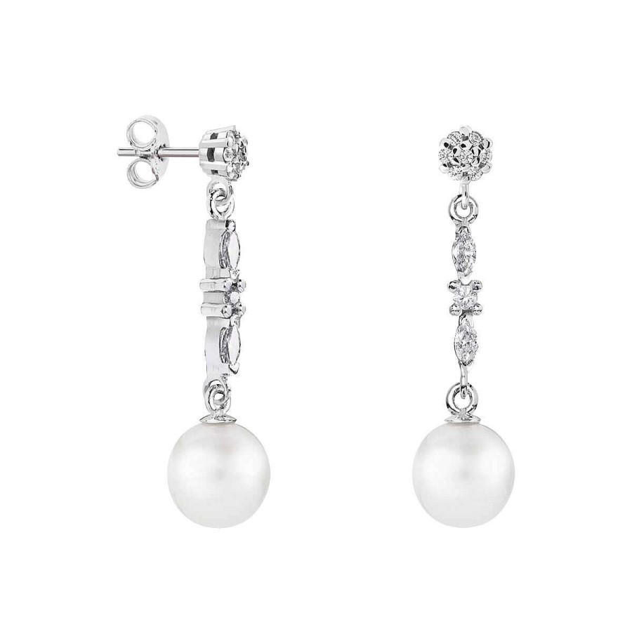 Joyer A ARGYOR | Pendientes De Novia De Oro Blanco De 18K Con Perlas (79B0605Td1)