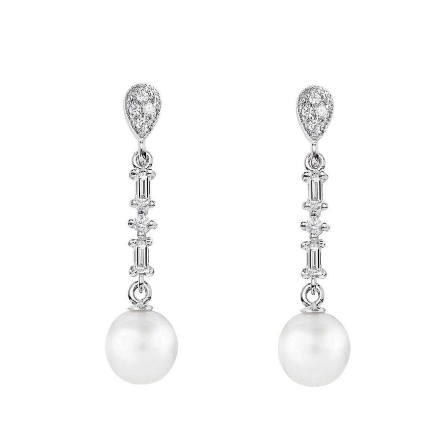 Joyer A ARGYOR | Pendientes De Perlas Blancas Para Novias Plata Con Topacios (79B0206Td1)