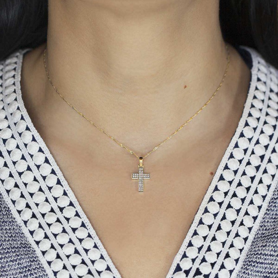 Joyer A ARGYOR | Cruz De Oro Con Diamantes O Circonitas (75A0022)