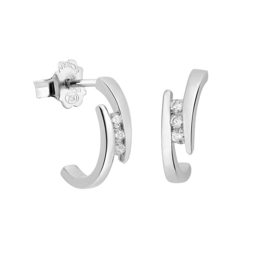 Joyer A ARGYOR | Pendientes De Novia Oro Blanco Con 6 Diamantes 0.09Ct (75B0013)