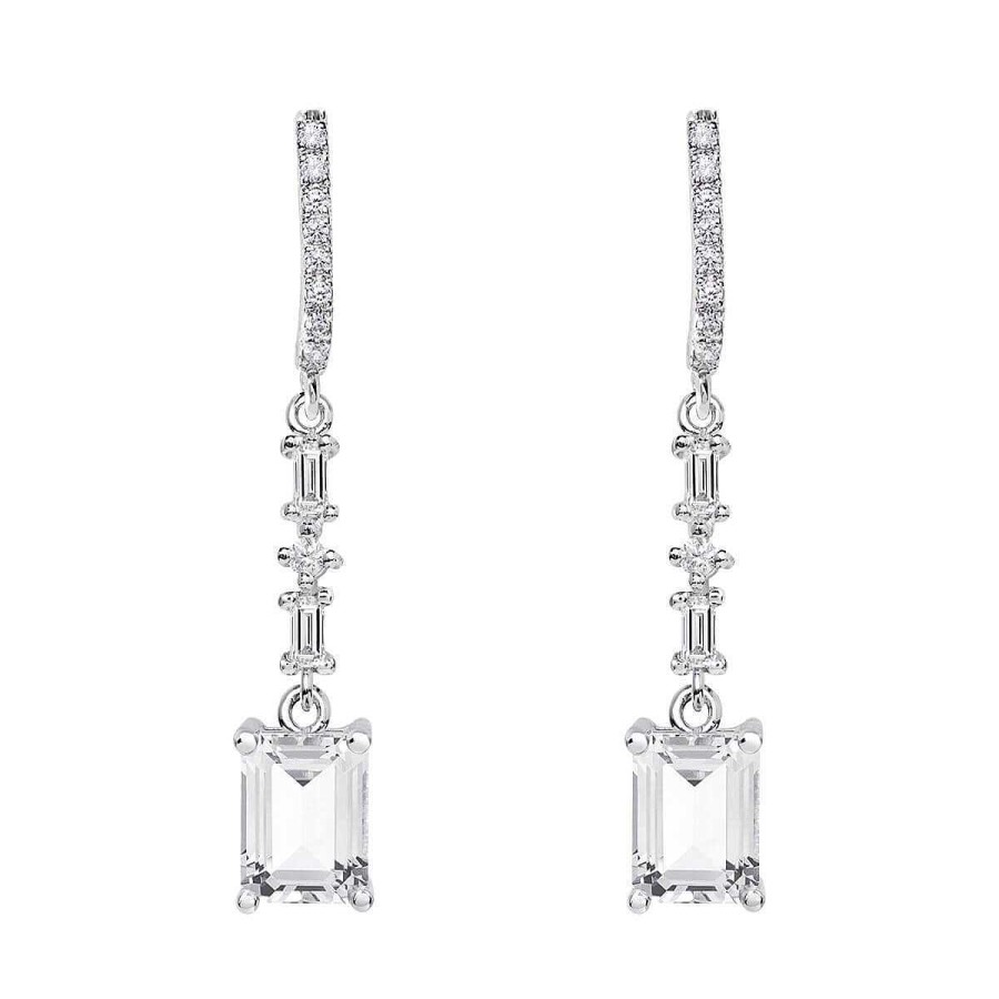 Joyer A ARGYOR | Pendientes De Novia De Oro Blanco De 18K Cabezal Barrita Engastada 79B0506Tb(1|2|3)