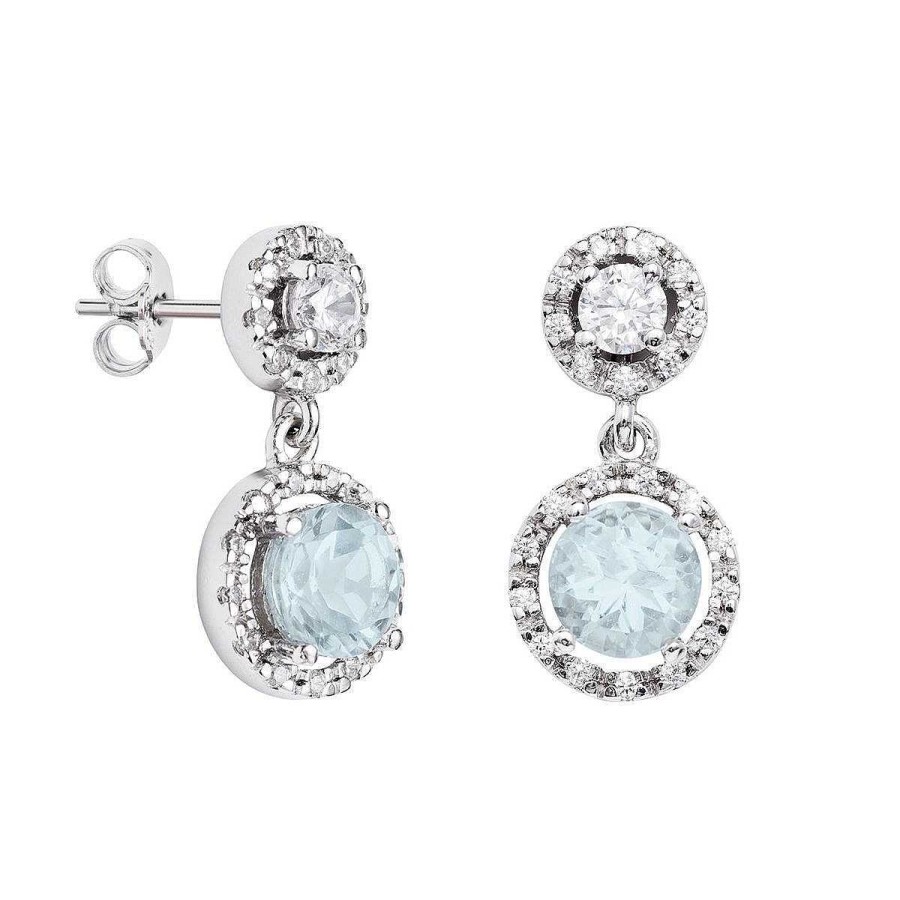 Joyer A ARGYOR | Pendientes De Novia Brillantes Con Topacio Azul (75B0204Tta)