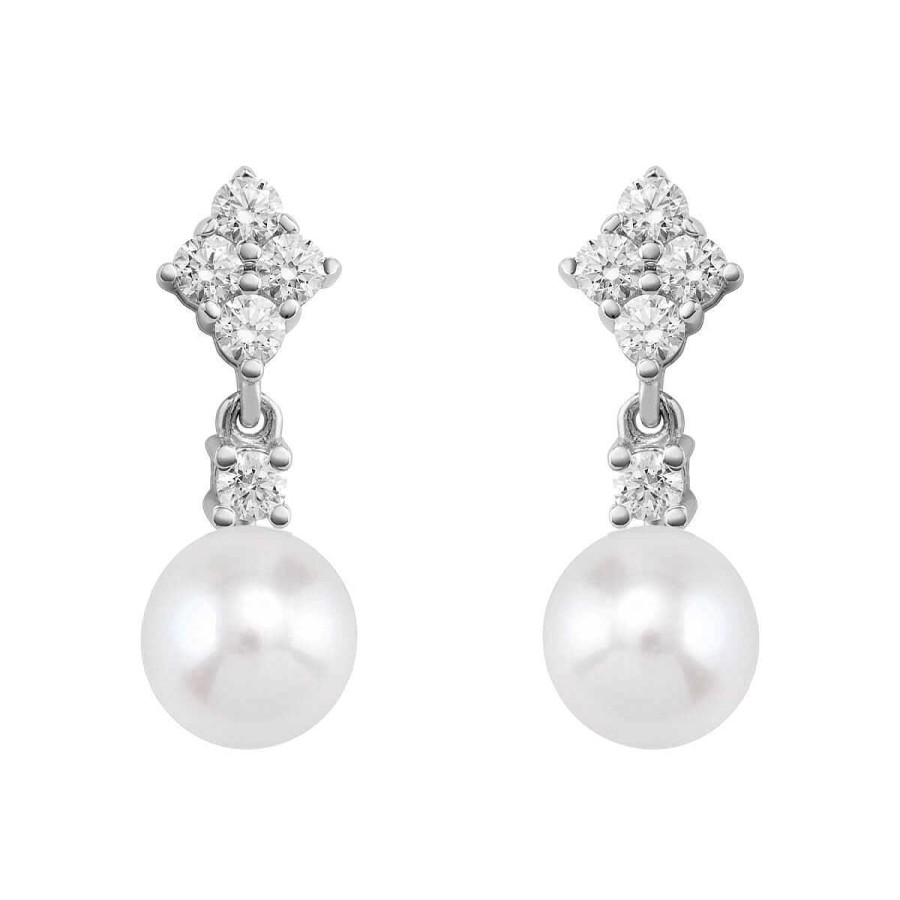 Joyer A ARGYOR | Pendientes De Diamantes En Oro Blanco Con Perlas (75B0106)