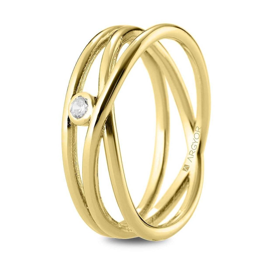 Joyer A ARGYOR | Anillo Con Diamante O Circonita En Oro Amarillo (74A0165)