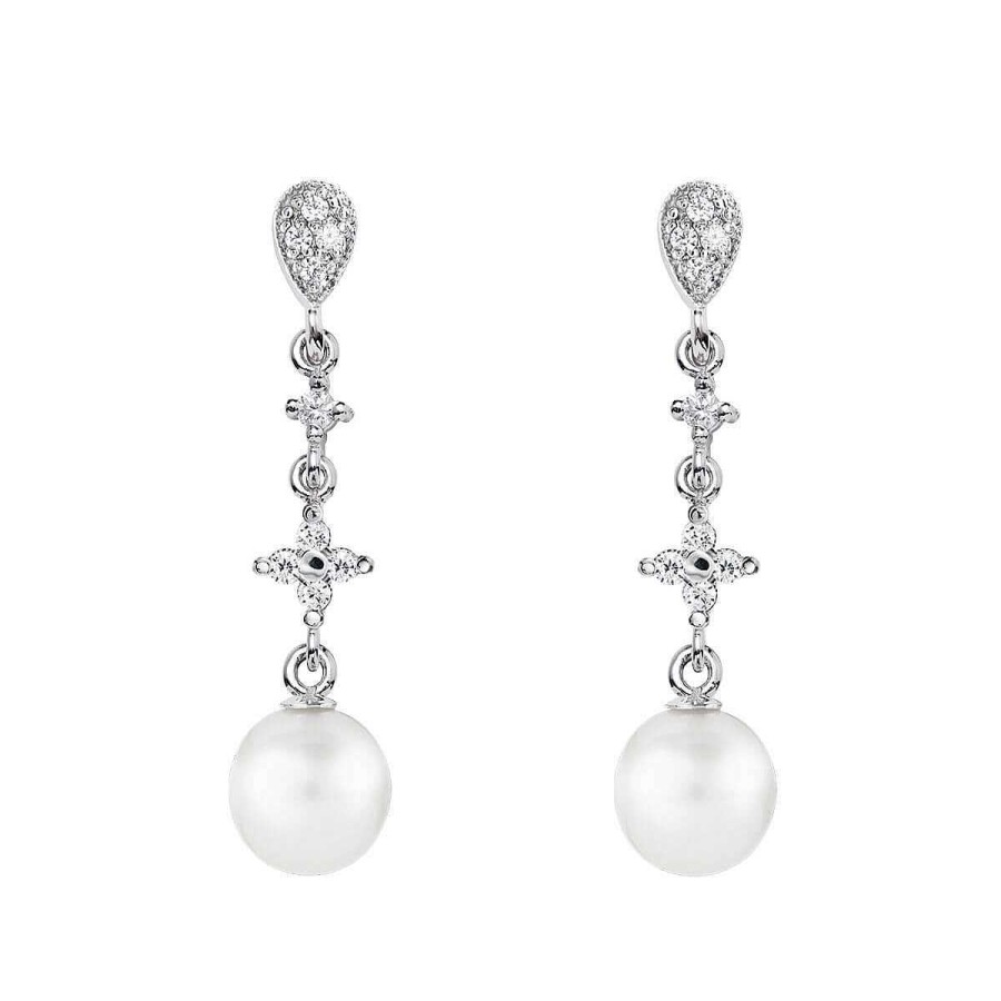 Joyer A ARGYOR | Pendientes De Novia Con Perlas Y Cruz Plata Con Topacios (79B0204Td1)