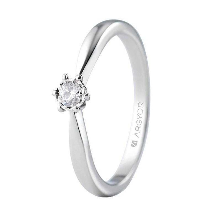 Joyer A ARGYOR | Anillo De Compromiso Oro Blanco Con 1 Diamante 0.14 Ct (74B0514)