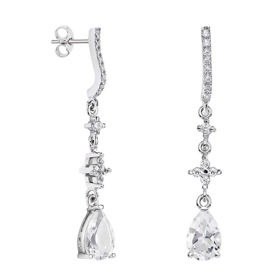 Joyer A ARGYOR | Pendientes De Novia Plata Con Topacios Entrepieza Cruz 79B0504Ta(1|2|3)