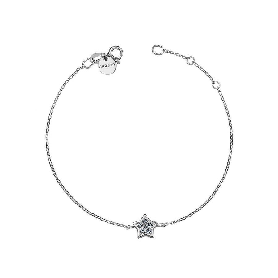 Joyer A ARGYOR | Pulsera Oro Blanco Con Estrella Zafiro Azul (76Bpu005Za)